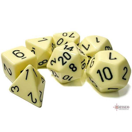 Opaque Polyhedral Pastel Yellow/black 7-Die Set