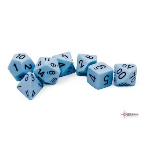 Opaque Polyhedral Pastel Blue/black 7-Die Set