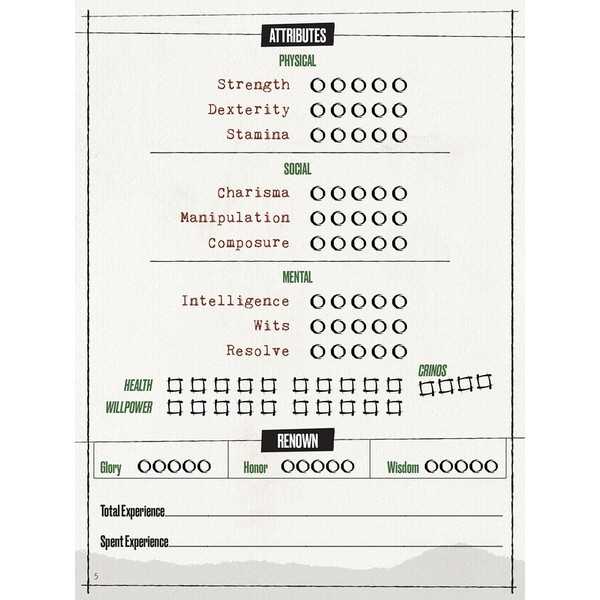 Werewolf: The Apocalypse 5th Edition Expanded Character Sheet Journal