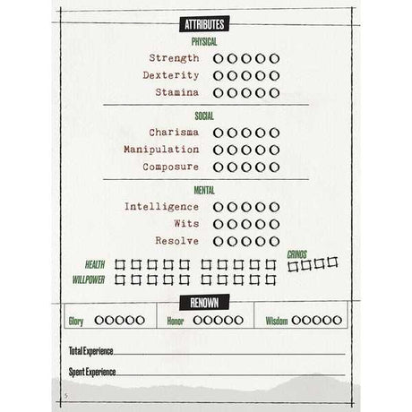 Werewolf: The Apocalypse 5th Edition Expanded Character Sheet Journal