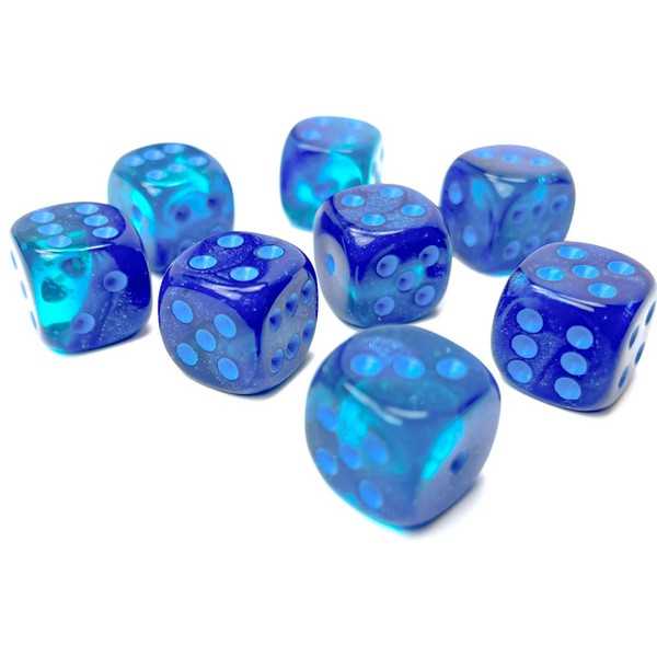 Gemini 12mm d6 Blue-Blue/light blue Luminary Dice Block (36 dice)