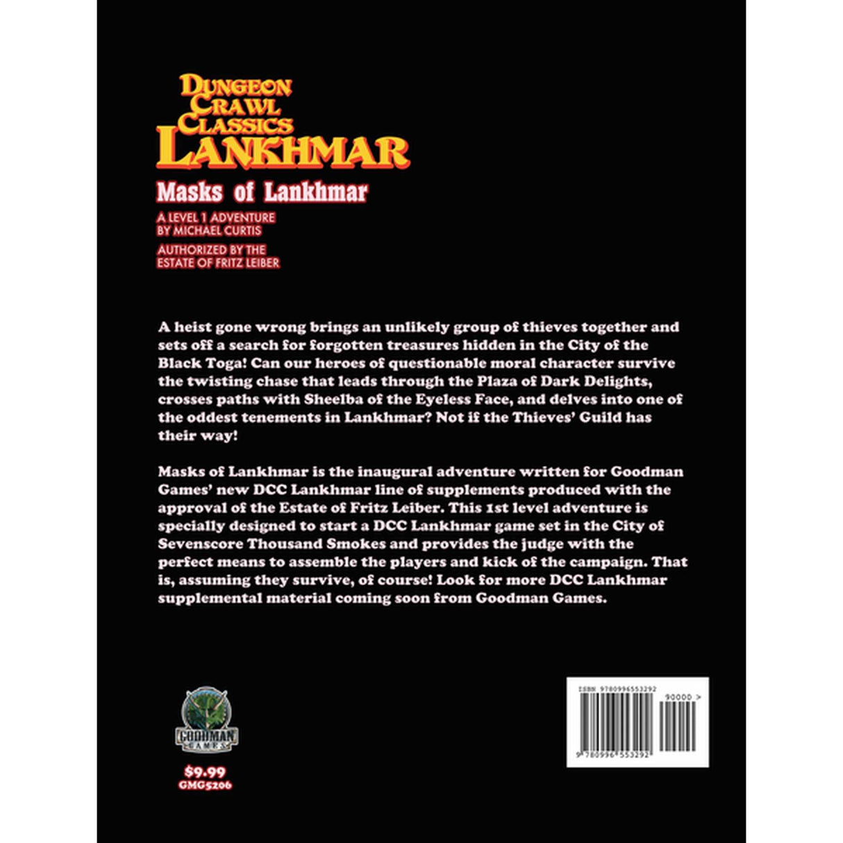 Lankhmar Masks of Lankhmar: Dungeon Crawl Classics RPG